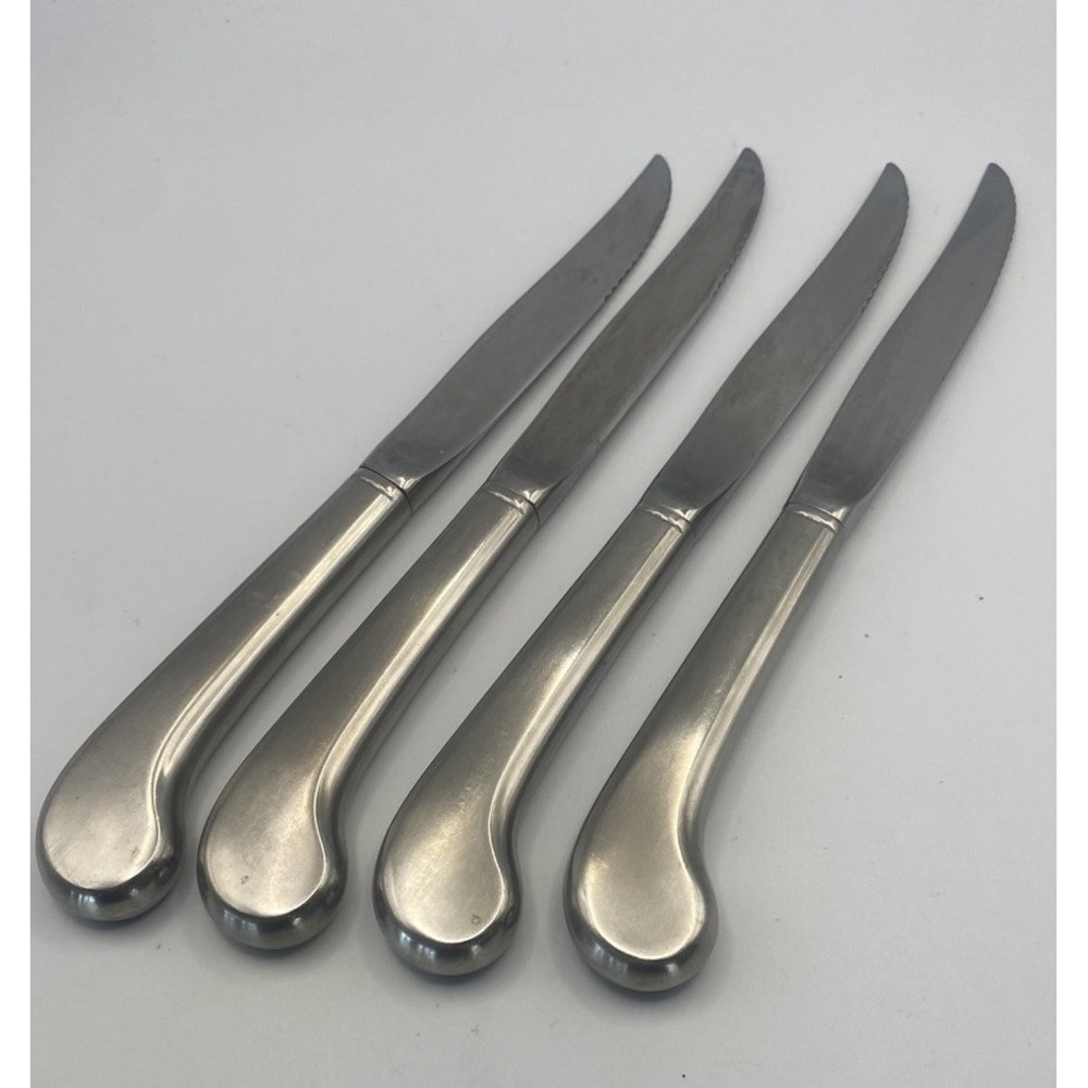 Vintage‎ Mid Century Modern Pistol Grip Flatware Knives Butter Set  4 Pointy Tip